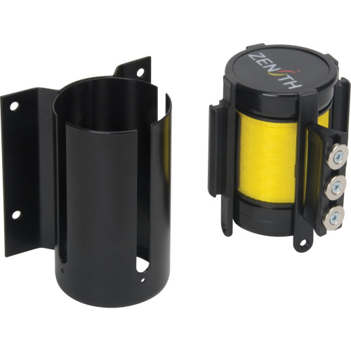 Wall Mount Barrier with Magnetic Tape, Steel, Screw Mount, 12', Yellow Tape Dufferin Supply