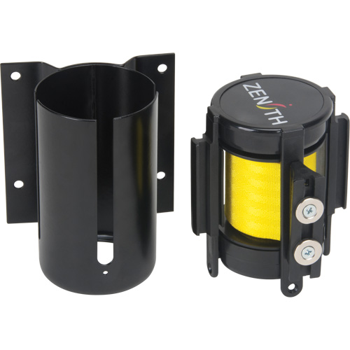 Barri&egrave;re &agrave; fixation murale avec ruban magn&eacute;tique, Acier, Fixation par vis, 7', Ruban Jaune Dufferin Supply