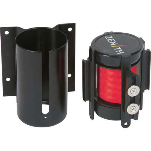Barri&egrave;re &agrave; fixation murale avec ruban magn&eacute;tique, Acier, Fixation par vis, 7', Ruban Rouge Dufferin Supply