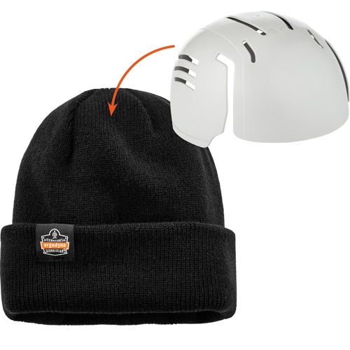 Tuque en tricot c&ocirc;tel&eacute; avec fermeture &agrave; glissi&egrave;re et casque antichoc &agrave; ins&eacute;rer N-Ferno, Taille unique, Noir Dufferin Supply