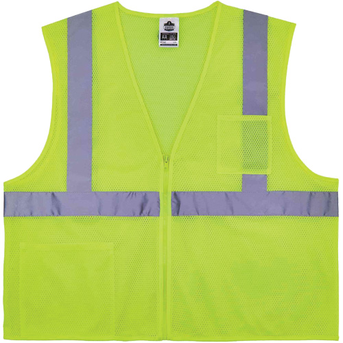 Gilet de s&eacute;curit&eacute; auto-extinguible GloWear 8256Z, Jaune lime haute visibilit&eacute;, Moyen/Petit, Polyester Dufferin Supply