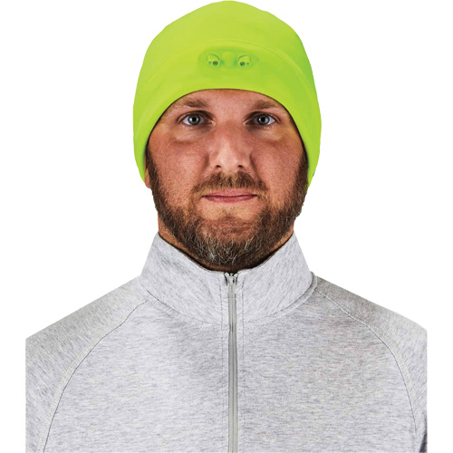 N-Ferno&reg; Skull Cap Beanie Hat with LED Lights, One Size, High-Visibility Lime Green Dufferin Supply