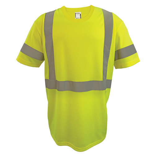 Short Sleeve Safety T-Shirt, Polyester, 2X-Large, High Visibility Lime-Yellow Dufferin Supply