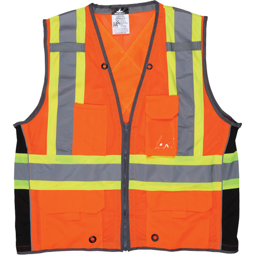 Veste de s&eacute;curit&eacute; pour arpenteur, Orange haute visibilit&eacute;, Grand, Polyester Dufferin Supply