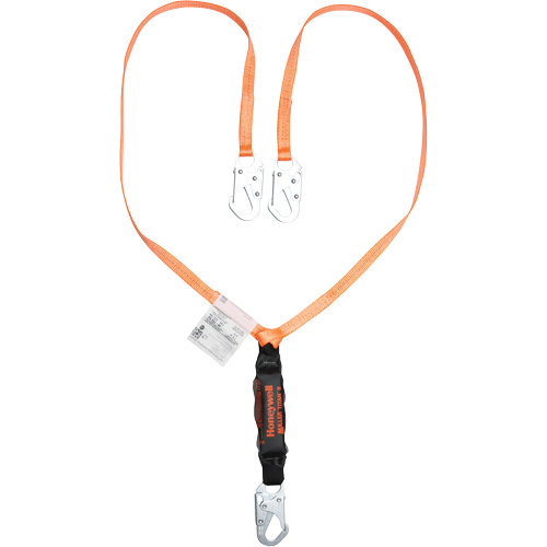Titan Shock-Absorbing Lanyard, 6', Locking Snap Hook Center, Locking Snap Hook Leg Ends, Polyester Dufferin Supply