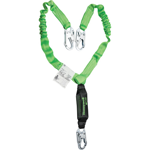 Miller&reg; StretchStop&reg; Shock-Absorbing Lanyard, 6', Locking Snap Hook Center, Locking Snap Hook Leg Ends, Polyester Dufferin Supply