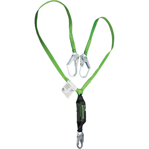 Miller&reg; HP Shock-Absorbing Lanyard, 6', Locking Rebar Hook Center, Locking Snap Hook Leg Ends, Polyester Dufferin Supply