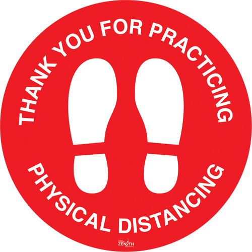 Enseigne pour plancher  Physical Distancing , Adh&eacute;sif, Anglais avec pictogramme Dufferin Supply