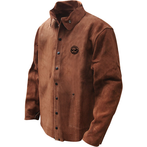 Gander Brand Split Cowhide Welding Jacket, Leather, 4X-Large, Brown Dufferin Supply