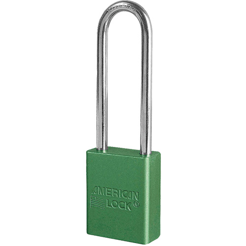 Cadenas de s&eacute;curit&eacute; American Lock, Vert, Cl&eacute;s diff&eacute;rentes, Aluminium, Largeur de 1-1/2" Dufferin Supply