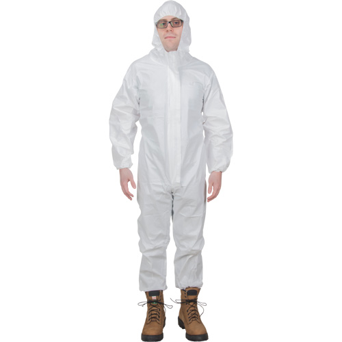 Premium Hooded Coveralls, Medium, White, Microporous Dufferin Supply