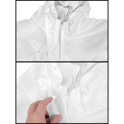 Premium Hooded Coveralls, Medium, White, Microporous Dufferin Supply