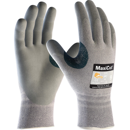 Gants r&eacute;sistants aux coupures en tricot sans coutures ATG MaxiCut 5, Taille T-petit, Calibre 13, Rev&ecirc;tement Mousse de nitrile, Enveloppe en Dyneema/Nylon, ASTM ANSI niveau A4/EN 388 niveau 4/EN 388 niveau C Dufferin Supply