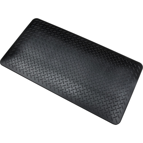Anti-Fatigue Matting, Diamond, 1-2/3' x 3-1/4' x 3/4", Black, Polyurethane Dufferin Supply