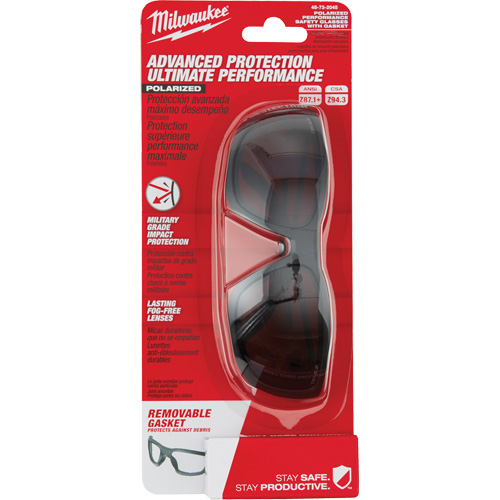 Lunettes de s&eacute;curit&eacute; performantes avec joint, Lentille Noir, Polaris&eacute;, R&eacute;pond ou surpasse la norme CSA Z94.3 Dufferin Supply