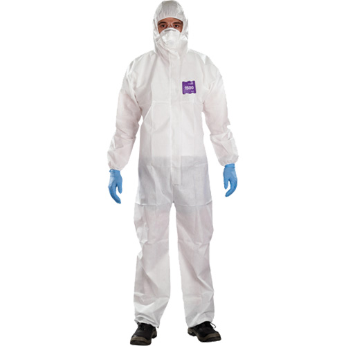 AlphaTec Microchem&reg; 3-Piece Chemical Resistant Coveralls with Hood, 2X-Large, White Dufferin Supply
