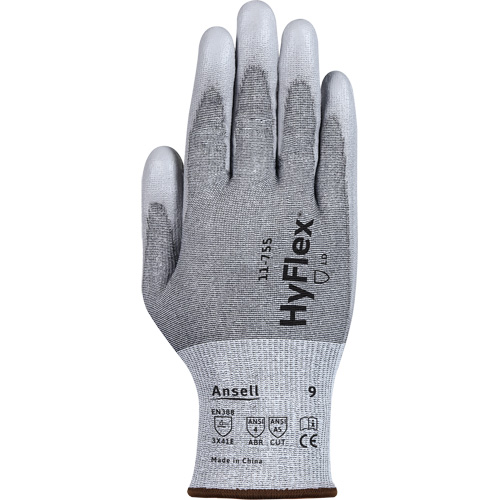 Gants r&eacute;sistants aux coupures 11-755  Hyflex, Taille 6, Calibre 18, Rev&ecirc;tement Polyur&eacute;thane, Enveloppe en Polyester/PEHP/Tungst&egrave;ne/Spandex, ASTM ANSI niveau A5/EN 388 niveau E Dufferin Supply