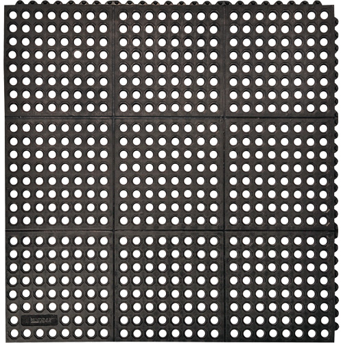 Tapis antifatigue &agrave; imbrication Cushion-Ease 550, &agrave; fentes, 3' x 3' x 3/4", Noir, Caoutchouc Dufferin Supply
