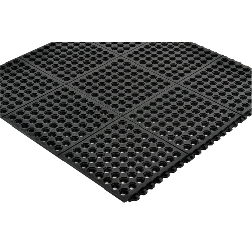 Tapis antifatigue &agrave; imbrication Cushion-Ease 550, &agrave; fentes, 3' x 3' x 3/4", Noir, Caoutchouc Dufferin Supply