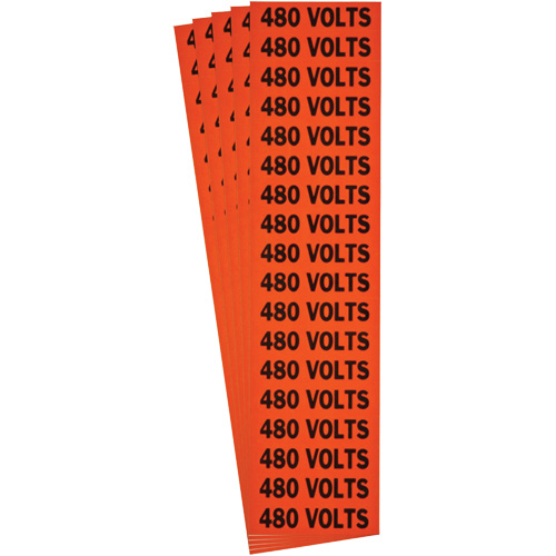 "480 Volts" Conduit & Voltage Labels, 1/2" x 2-1/4", Cloth/Vinyl, English Dufferin Supply