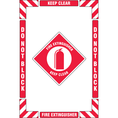 "Fire Extinguisher" Floor Marking Kit, Adhesive, English with Pictogram Dufferin Supply
