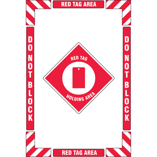 Trousse de marquage du sol ?Red Tag Holding Area? (zone de stockage des &eacute;tiquettes rouges), Adh&eacute;sif, Anglais avec pictogramme Dufferin Supply