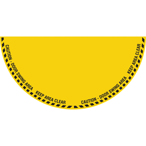 Signalisation au sol ?Caution? (attention) pour porte battante en demi-cercle, Adh&eacute;sif, Anglais avec pictogramme Dufferin Supply