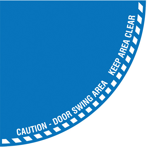 Signalisation au sol ?Caution? (attention) pour porte battante en quart de cercle, Adh&eacute;sif, Anglais avec pictogramme Dufferin Supply