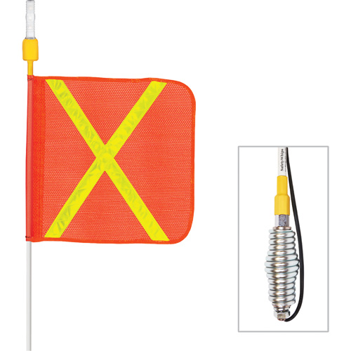 Safety Whip&reg; All-Weather Super-Duty Warning Whips with Constant LED Light, Spring Mount, 3' High, Orange with Reflective Dufferin Supply