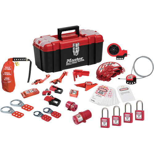 Trousse de cadenassage avec cadenas en thermoplastique de qualit&eacute; sup&eacute;rieure Zenex, Ensemble &eacute;lectrique/Vanne, 27 composants compris Dufferin Supply