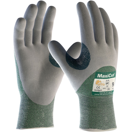 Gants en tissu technique r&eacute;sistant aux coupures ATG MaxiCut, Taille Grand, Calibre 15, Rev&ecirc;tement Nitrile, Enveloppe en Fil technique, ASTM ANSI niveau A2/EN 388 niveau 3/EN 388 niveau B Dufferin Supply