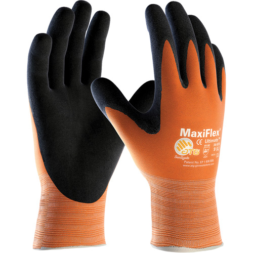 ATG MaxiFlex&reg; Ultimate High Visibility Seamless Gloves, Large, Nitrile Coating, 15 Gauge, Nylon/Lycra&reg; Shell Dufferin Supply