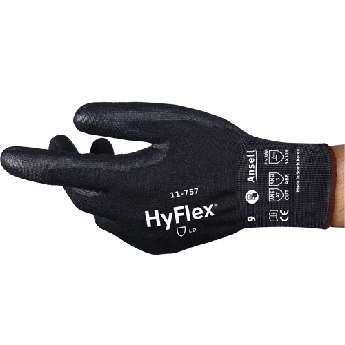 Gants r&eacute;sistant aux coupures Hyflex 11-757, Taille 8, Calibre 18, Rev&ecirc;tement Polyur&eacute;thane, Enveloppe en Intercept, ASTM ANSI niveau A7/EN 388 niveau F Dufferin Supply