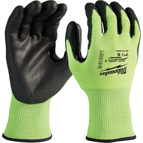 High-Visibility Cut-Resistant Gloves, Size Small, 15 Gauge, Nitrile/Polyurethane Coated, Polyethylene Shell, ANSI/ISEA 105 Level 3 Dufferin Supply