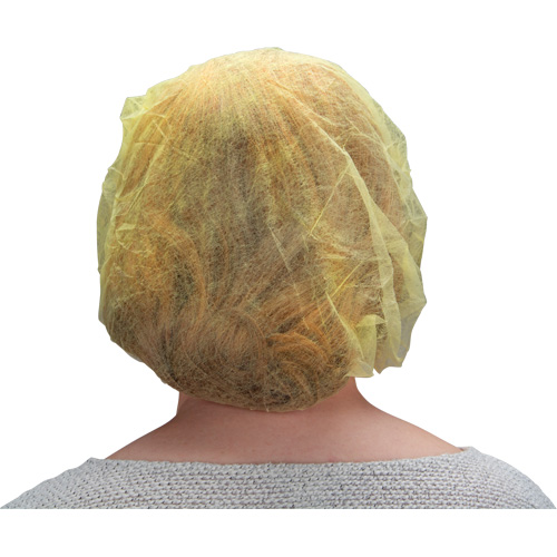 Bouffant Caps, Polypropylene, 24", Yellow Dufferin Supply
