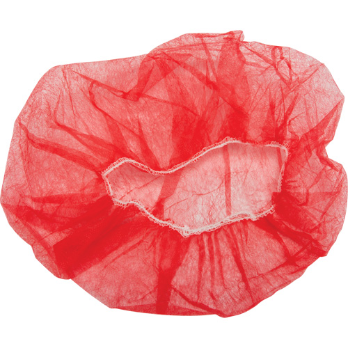 Bouffant Caps, Polypropylene, 24", Red Dufferin Supply