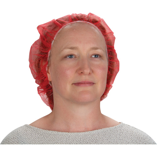 Bouffant Caps, Polypropylene, 24", Red Dufferin Supply