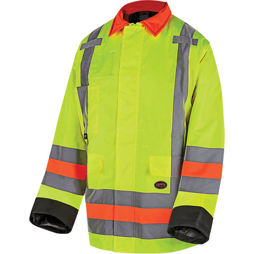 6040 Veste de contr&ocirc;le de la circulation pour l'hiver qu&eacute;b&eacute;cois, Polyester, Jaune lime haute visibilit&eacute;, T-petit Dufferin Supply