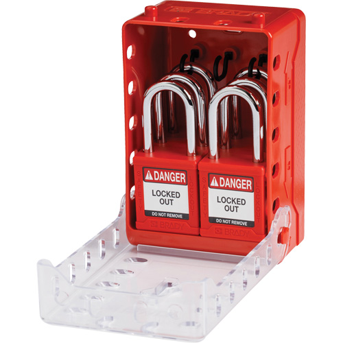 Ultra Compact Group Lockout Box with Nylon Safety Lockout Padlocks, Red Dufferin Supply