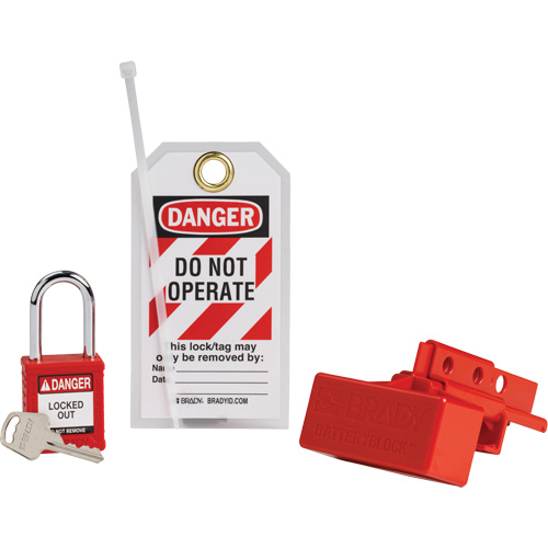 BatteryBlock Forklift Power Connector Lockout with Nylon Safety Padlock, Electrical Kit, 3 Components Dufferin Supply
