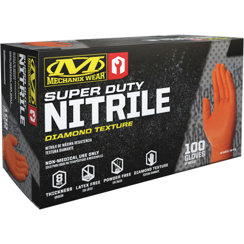 Super Duty Disposable Gloves, 9/Medium, Nitrile, 8-mil, Powder-Free, Orange Dufferin Supply