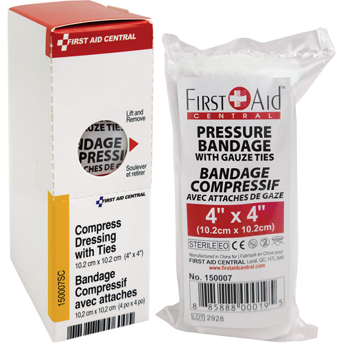 SmartCompliance&reg; Refill Compress Pressure Bandage with Ties, 4" L x 4" W Dufferin Supply