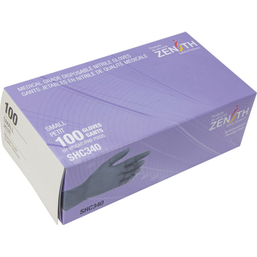 Gants jetables de calibre m&eacute;dical, Petit, Nitrile, 6 mils, Sans poudre, Noir, Classe 2 Dufferin Supply