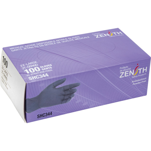 Medical Grade Disposable Gloves, 2X-Large, Nitrile, 6-mil, Powder-Free, Black, Class 2 Dufferin Supply