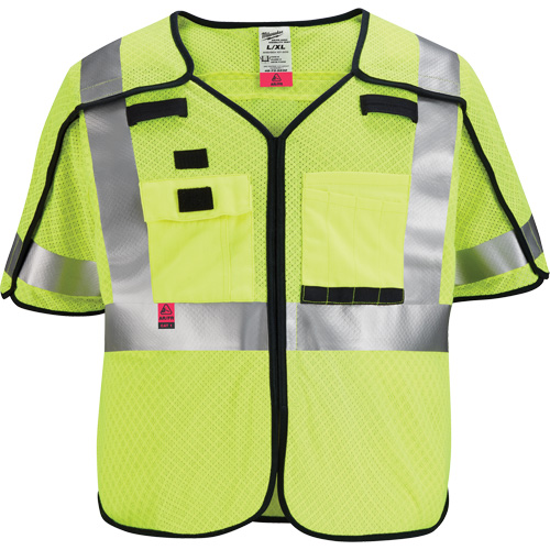 Breakaway Mesh Safety Vest, Black/High Visibility Lime-Yellow, Medium/Small Dufferin Supply
