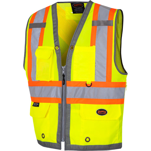6673 Veste d'arpenteur au dos en maille avec fermeture &agrave; glissi&egrave;re, Jaune lime haute visibilit&eacute;, Petit, Polyester Dufferin Supply