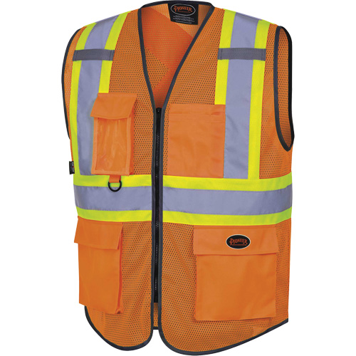 6960 Veste de s&eacute;curit&eacute; &agrave; maille en avant, Orange haute visibilit&eacute;, Moyen, Polyester Dufferin Supply