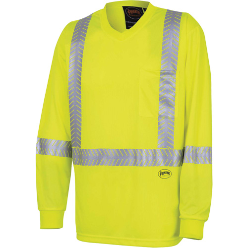 6905A Ultra-Cool Ultra-Breathable Long-Sleeved Safety Shirt, X-Small, High Visibility Lime-Yellow Dufferin Supply