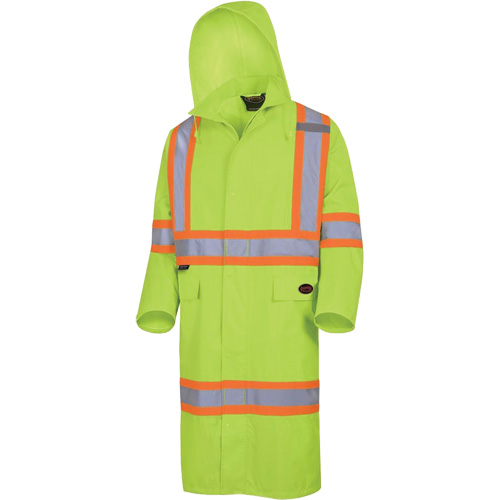 5631 The Rock 300D Waterproof Long Coat, Polyester, Small, High Visibility Lime-Yellow Dufferin Supply