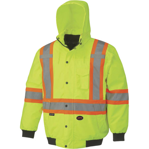 5023 Waterproof 7-in-1 Bomber Jacket, Polyester, High Visibility Lime-Yellow, Small Dufferin Supply